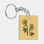 Süßes Gezeichnet Gelbe Blüten in jeder Farbe Schlüsselanhänger (Vorderseite links)