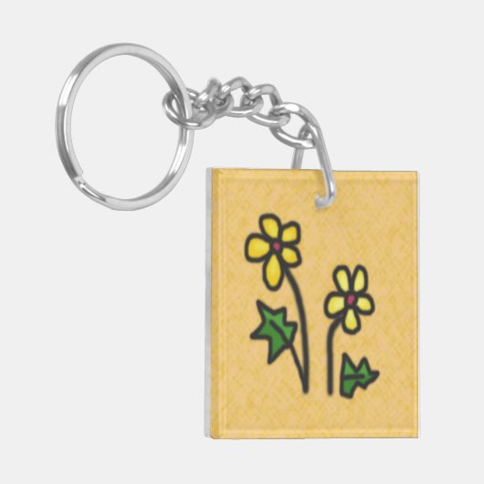 Süßes Gezeichnet Gelbe Blüten in jeder Farbe Schlüsselanhänger (Vorderseite links)