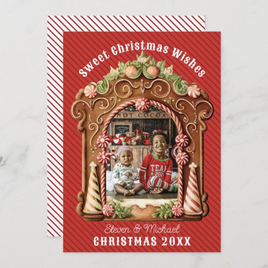 Süßes Gingerbrot Foto Feiertagskarte (Vorne/Hinten)