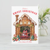 Süßes Gingerbrot Foto Feiertagskarte (Stehend Vorderseite)