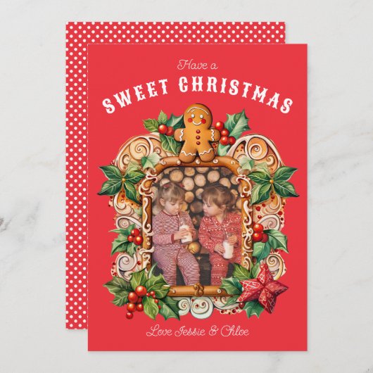 Süßes Gingerbrot Foto Feiertagskarte (Vorne/Hinten)