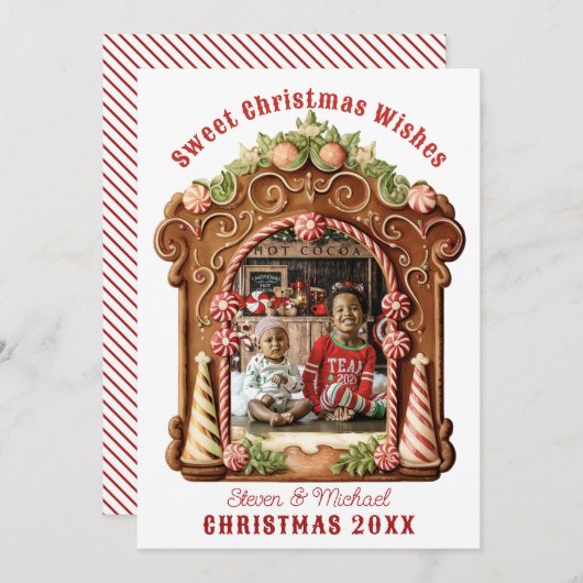 Süßes Gingerbrot Foto Feiertagskarte (Vorne/Hinten)