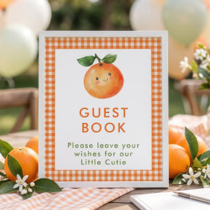 Süßes Gingham-Gästebuch-Schild Baby Shower  Poster