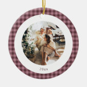 Süßes Gingham-Pflaumen-Karo-Design mit individuell Keramik Ornament (Vorne)