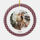 Süßes Gingham-Pflaumen-Karo-Design mit individuell Keramik Ornament (Hinten)