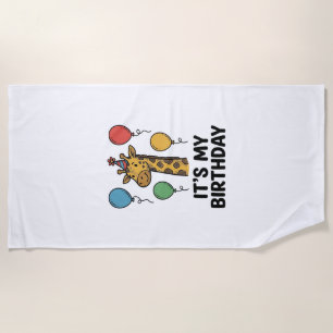 Süßes Giraffen-Geburtstags-Shirt Vintage-Party-Des Strandtuch