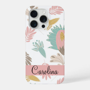süßes, girly, florales, botanisches, monogramm Mus iPhone 15 Pro Hülle