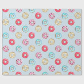 Süßes glasiertes Donut-Muster Hellblau Geschenkpapier (Flach)