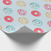 Süßes glasiertes Donut-Muster Hellblau Geschenkpapier (Ecke)