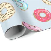 Süßes glasiertes Donut-Muster Hellblau Geschenkpapier (Rolleneckpunkt)