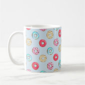 Süßes glasiertes Donut-Muster Hellblau Kaffeetasse (Links)