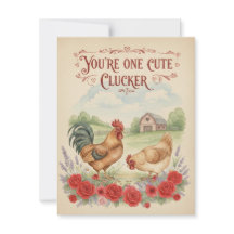 Süßes Glucken-Vintage-Huhn-Valentinstagskarte