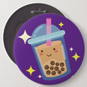 Süßes glückliches Bubble-Tea-Design Button (Vorne & Hinten)