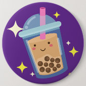 Süßes glückliches Bubble-Tea-Design Button (Vorderseite)