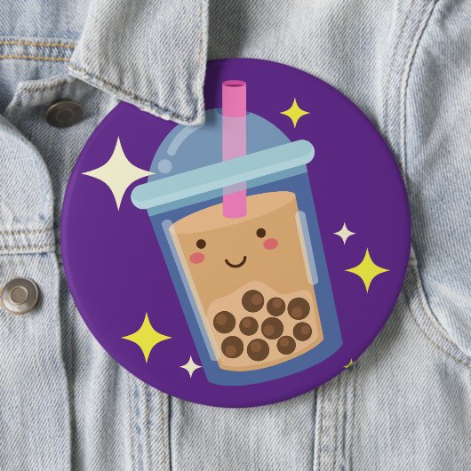 Süßes glückliches Bubble-Tea-Design Button (Beispiel)