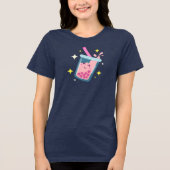 Süßes glückliches Bubble-Tea-Design Tri-Blend Shirt (Vorderseite)