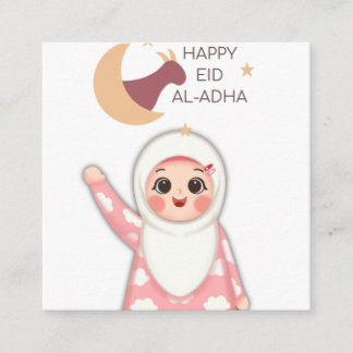 Süßes glückliches Eid Al-Adha muslimisches Mädchen Quadratische Visitenkarte