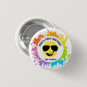 Süßes glückliches Gesicht, Pilotenbrille, Lustiger Button (Vorne & Hinten)