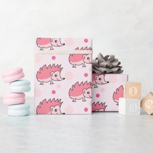 Süßes glückliches Igel-Monogramm Geschenkpapier (Babyparty)