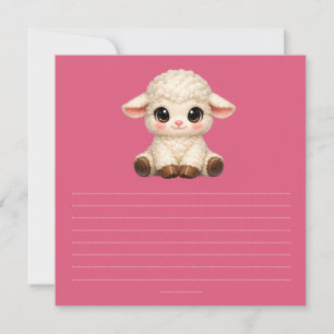 Süßes glückliches Schaf mit großen Augen Kawaii Fa Einladung
