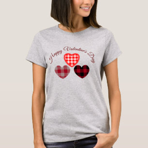 Süßes glückliches Valentinstag Karo-Herz T-Shirt