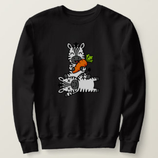 Süßes glückliches Zebra mit Karotten-Cartoon-Spaß- Sweatshirt