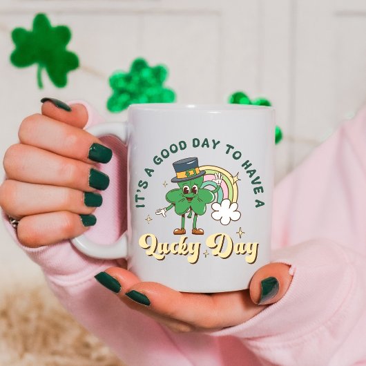 Süßes Glücksklee-Retro-Regenbogen – St. Patrick’s Kaffeetasse