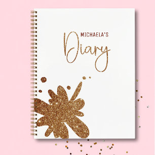 Süßes goldenes Glitter-Splatter-Mädchen-Tagebuch-N Notizblock
