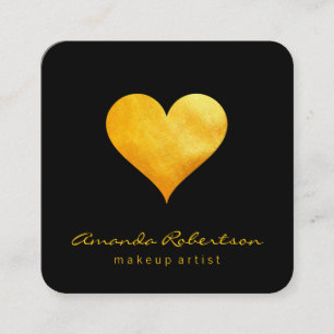 Süßes goldenes Herz Quadratische Visitenkarte