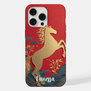 Süßes Goldpferd Japanischer roter Elefant stilvoll iPhone 15 Pro Max Hülle