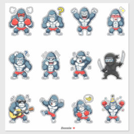 Süßes Gorilla-Emoji-Sticker-Pack Aufkleber