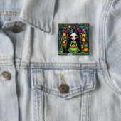 Süßes gothisches Mädchen-Kürbis-Halloween-Dorf Button (Beispiel)