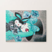Süßes gotisches Mädchen mit Häschen Puzzle (Horizontal)