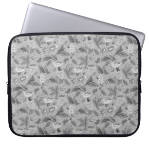 Süßes graues Blumenmuster Laptopschutzhülle