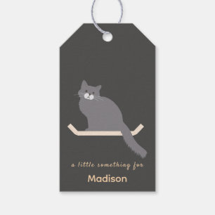 Süßes graues Katzen-Geschenk-Tag mit Katzenmöbel-D Geschenkanhänger