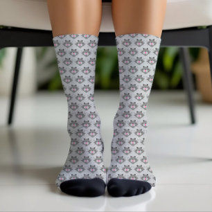 Süßes graues Katzen-Gesichtsmuster Socken