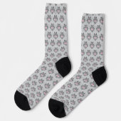 Süßes graues Katzen-Gesichtsmuster Socken (Linkes Detail)