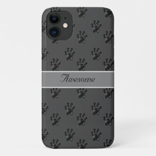 Süßes graues Pfotenmuster und Kalligrafie Case-Mate iPhone Hülle