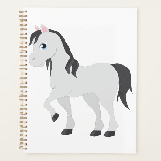 Süßes graues Pony-Cartoon-Whimsical-Pferd Planer (Vorderseite)