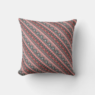 Süßes graues rotes Azteken-Musterdesign Kissen
