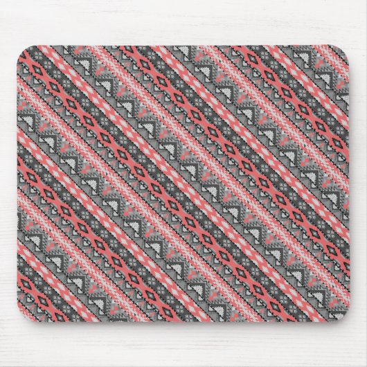 Süßes graues rotes Azteken-Musterdesign Mousepad (Vorne)