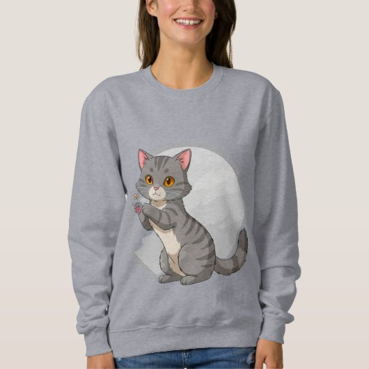 Süßes graues Tabby-Kätzchen Sweatshirt (Vorderseite)