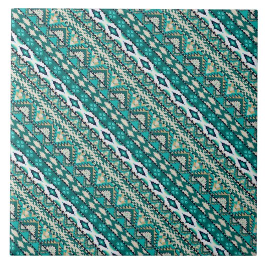 Süßes grünes Design Azteken-Muster Design Fliese (Vorderseite)