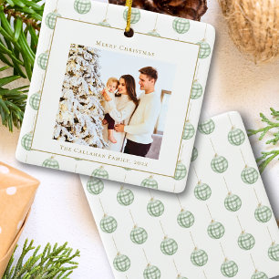 Süßes grünes Gingham-Karo-Design mit individuellem Keramikornament