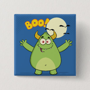 Süßes grünes Halloween-Monster Boo Button