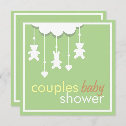 Süßes grünes Mobile verbindet Babyparty-Einladung Einladung (Vorne/Hinten)