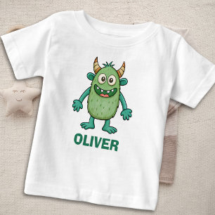 Süßes grünes Monster Personalisiert Baby T-shirt