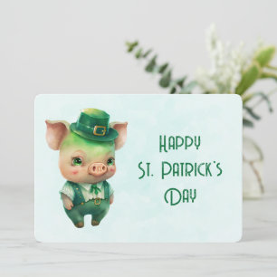 Süßes grünes St. Patrick's Day Schwein Feiertagskarte