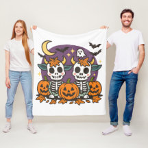 Süßes gruseliges Skelett-Kuh-Fleece-Decke