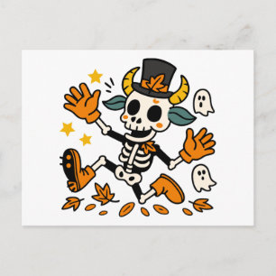 Süßes gruseliges Skelett-Ziegen-Postkarte mit Zyli Postkarte